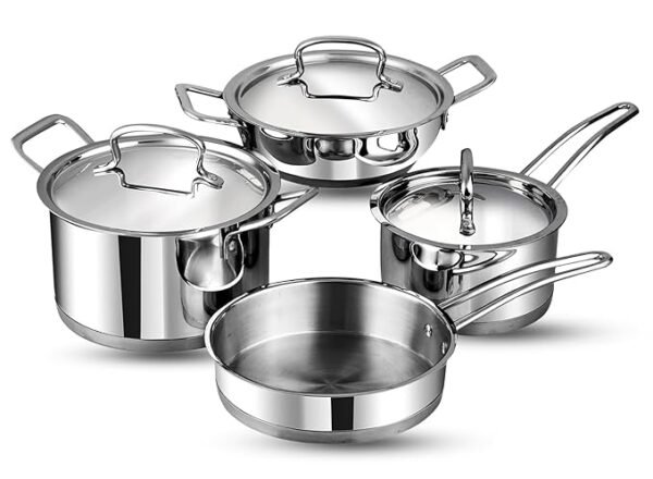 Stainless Steel Cookware Set of 4 pcs/Saucepan, Saucepot