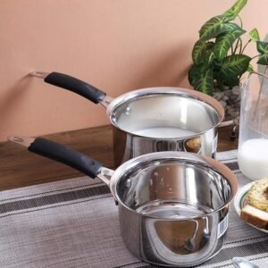 Aurum Stainless Steel Saucepan, 0.7 & 1.8 LTR, Set of 2
