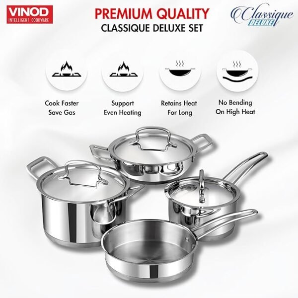 Stainless Steel Cookware Set of 4 pcs/Saucepan, Saucepot