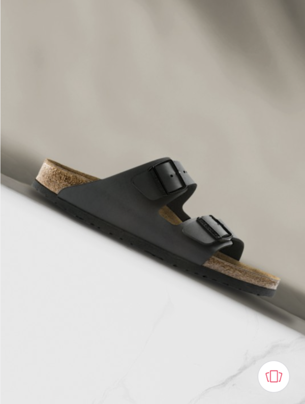 Arizona Black Regular Width Birko-Flor Two-Strap Sandals